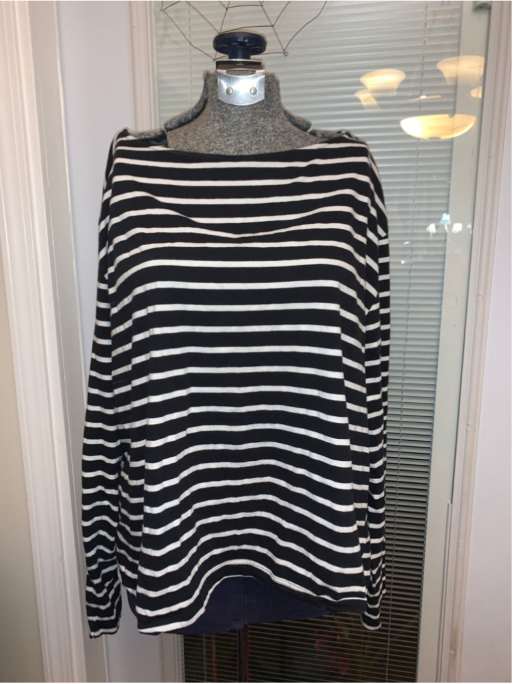 Women's Ricki's Long Sleeve Striped Tee, XXL, Black and White